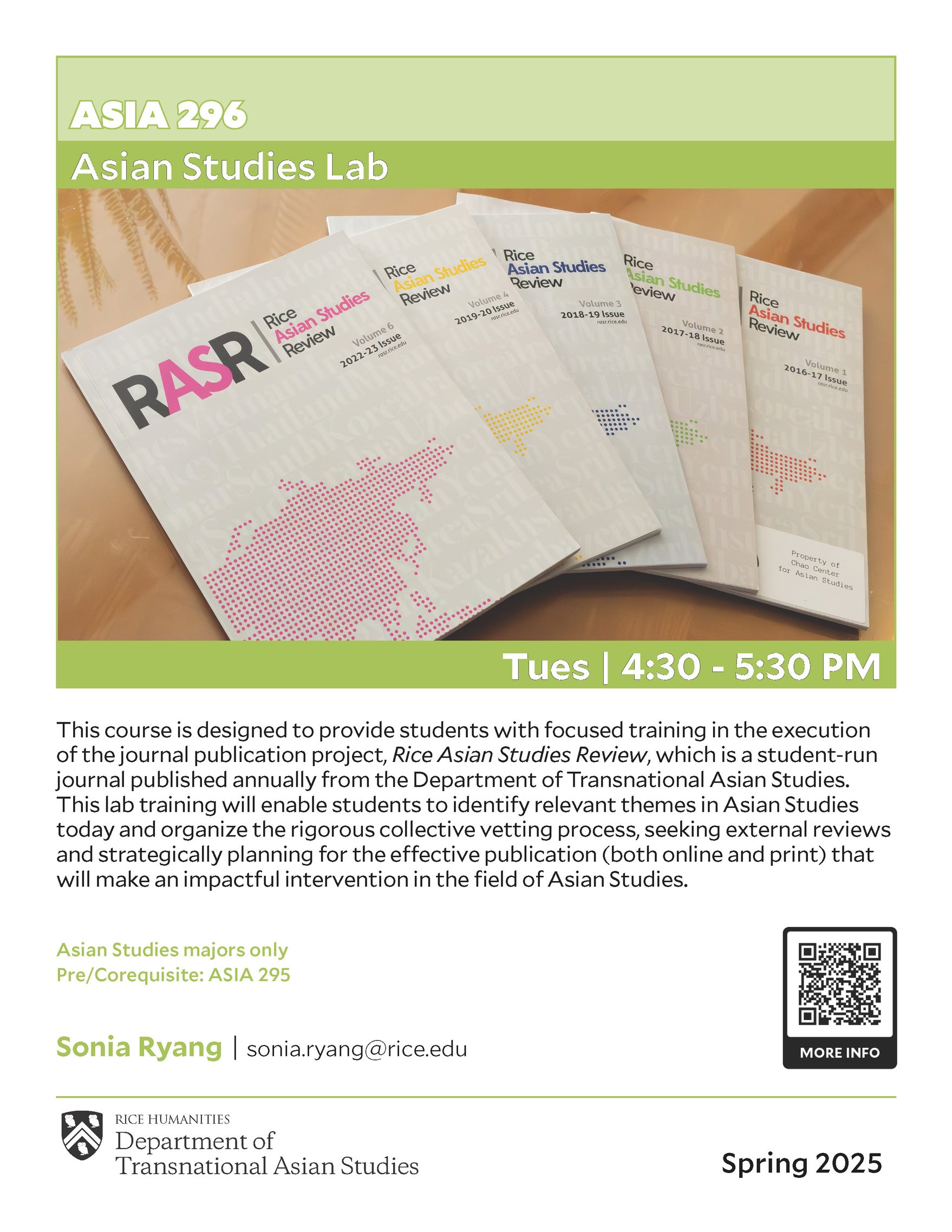 ASIA 296 course flyer