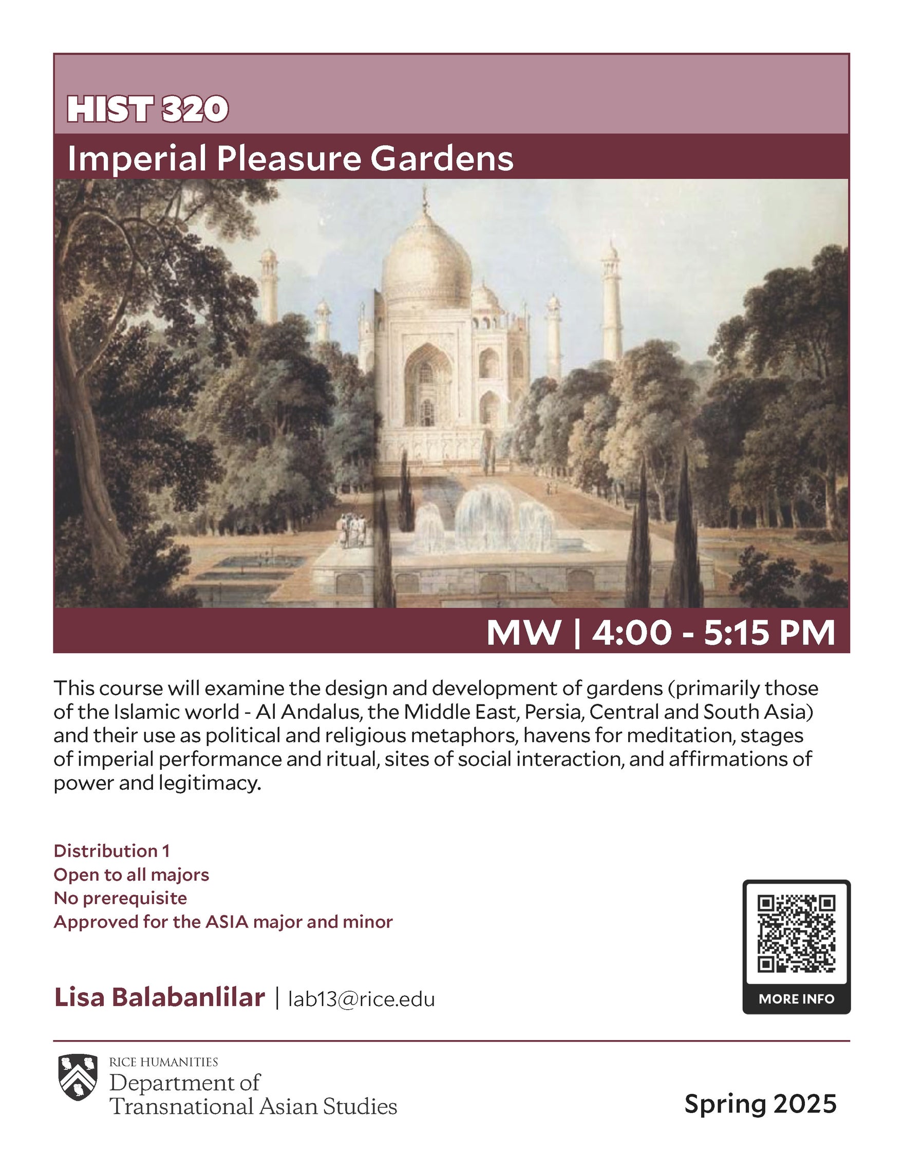 HIST 320 course flyer