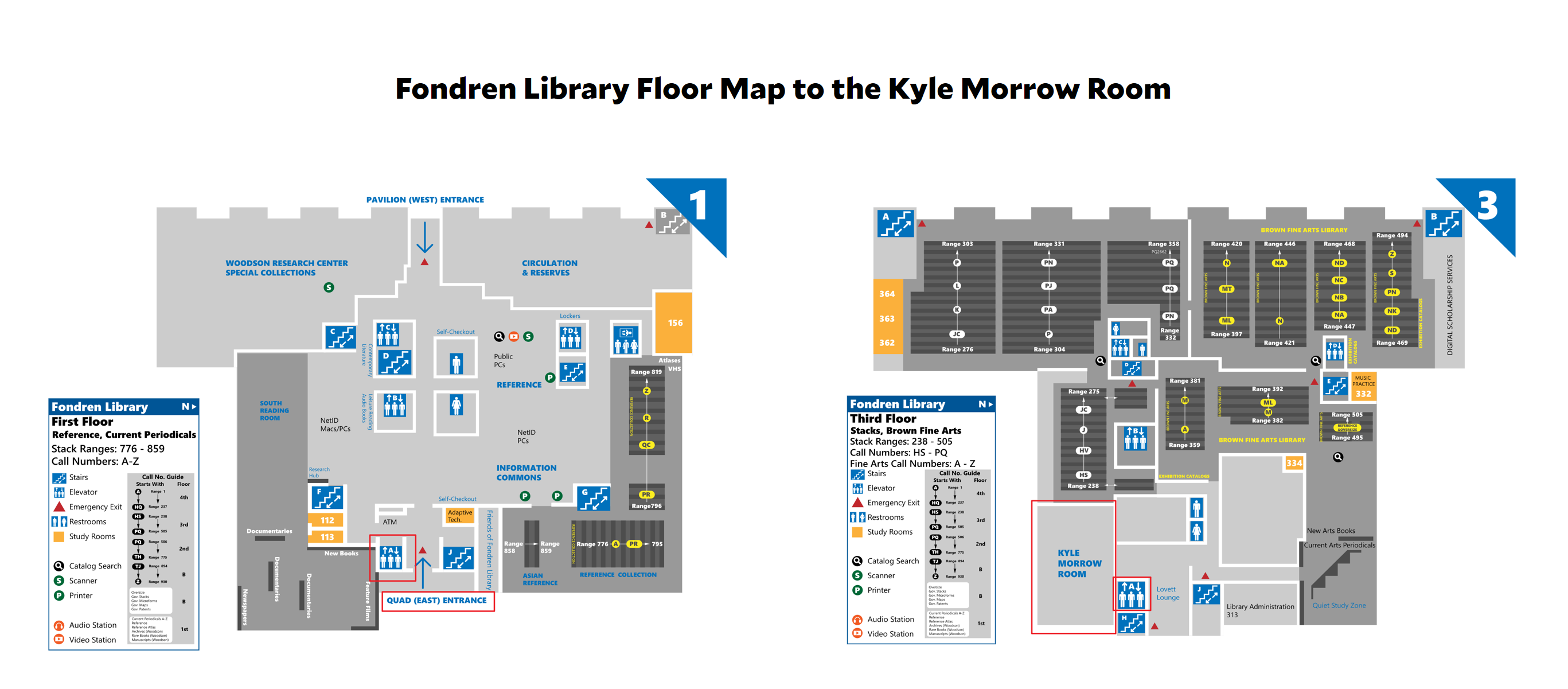 Fondren Floor Map to Kyle Morrow Room