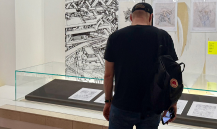 Patrick Masterson views work by Shirow Masamune, on view at Setagaya Literary Museum