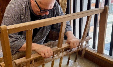 Associate Professor Sperandio makes washi, a Japanese paper made from the Mulberry bush