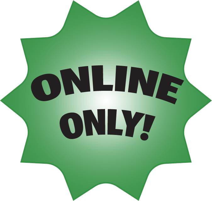 Online Only starburst sticker