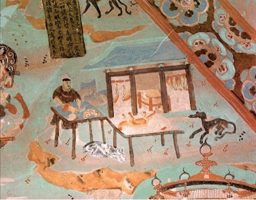 Painting of a butcher at work